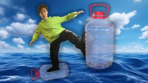 Прошёл ПО ВОДЕ на самодельных ВОДОХОДАХ | Ходим по воде при помощи конструкции из бутылок