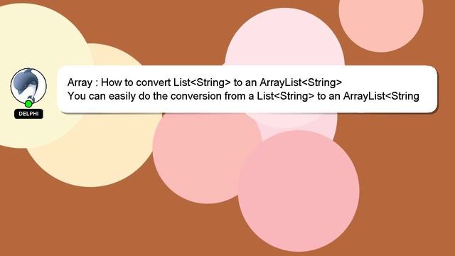 Array : How to convert List String to an ArrayList String смотреть онлайн