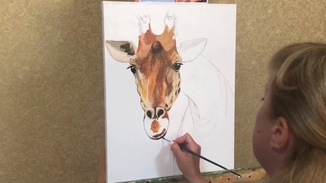 Жираф, холст 50x40, масло смотреть онлайн