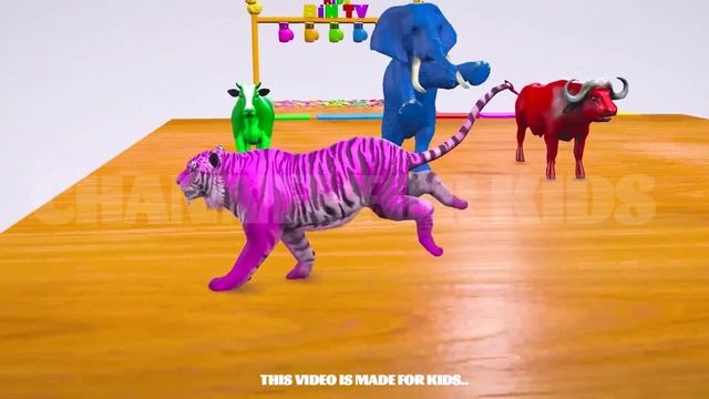 Cow Elephant Dinosaur Tiger Buffalo | Guess The Right COLOR CHALLENGE | Animals Matching Game смотреть онлайн