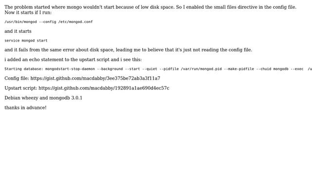 Databases: mongodb wont read config file using upstart смотреть онлайн