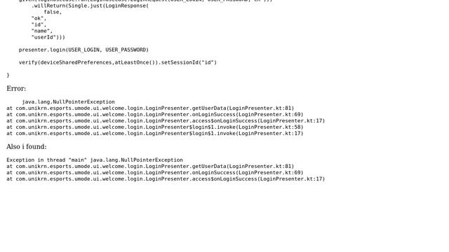 Unit test have NullPointerException after calling function of presenter смотреть онлайн