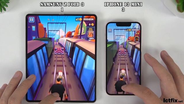 iPhone 13 Mini vs Samsung Galaxy Z Fold 3 | Video test Display, SpeedTest, Comparison смотреть онлайн