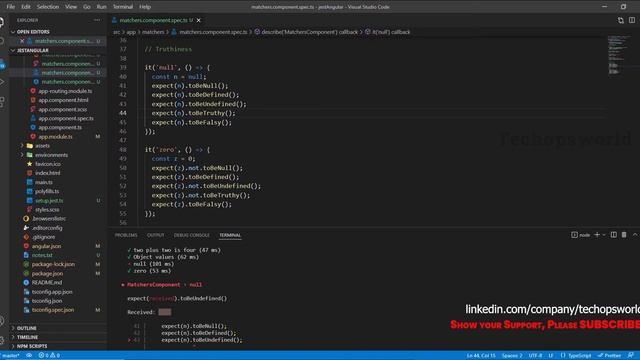 JEST using Matchers | JEST Unit Testing tutorial for Angular part 3 | Techopsworld смотреть онлайн