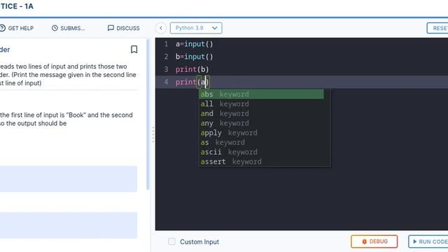 ccbp4.0 | python | print in reverse order | coding practice -1A смотреть онлайн