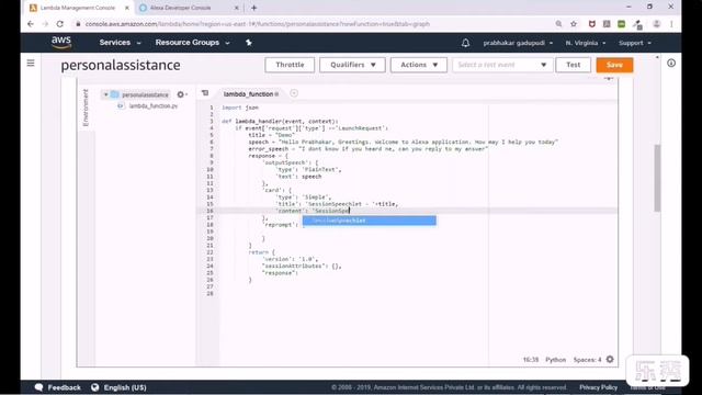 Alexa lambda function creation Part2 смотреть онлайн
