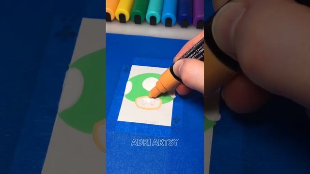 Drawing BUT on a Deck of Playing Cards with Posca Markers! 1-Up Mushroom for Ace of Clubs #shorts смотреть онлайн