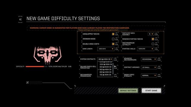 XAI BATTLETECH 3025: Difficulty Menu смотреть онлайн