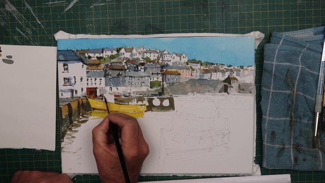 Simple Watercolour Painting Mevagissey Cornwall смотреть онлайн