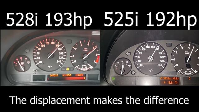 BMW E39 528i 193hp Vs 525i 192hp 0-200 Acceleration Test Side By Side