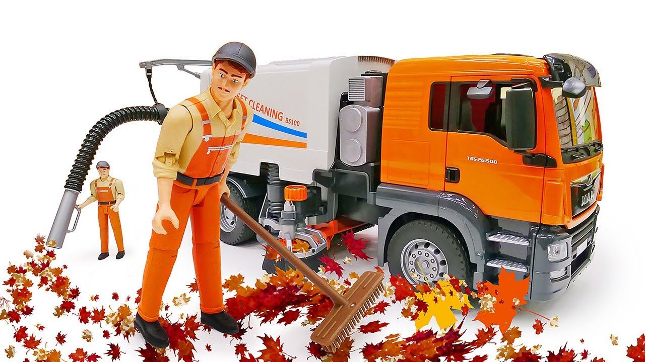 Машины-помощники — Большая уборочная машинка Брудер убирает улицы — Видео МАШИНКИ смотреть онлайн