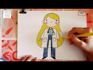 Как нарисовать врача | Как нарисовать девочку | Рисуем профессии | Няня Уля