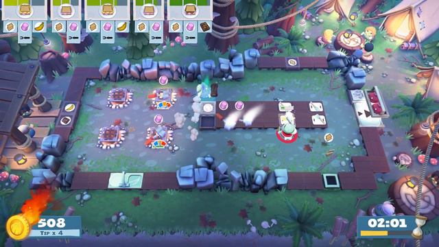 Overcooked! 2: Campfire Cook Off DLC Level 1-2, 4 Stars, Multiplayer (2 Players)