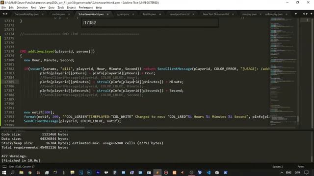 How fix Error 010 Invalid function or declaration Time Played Hour Minute Second Pawn SAMP Scriptin смотреть онлайн