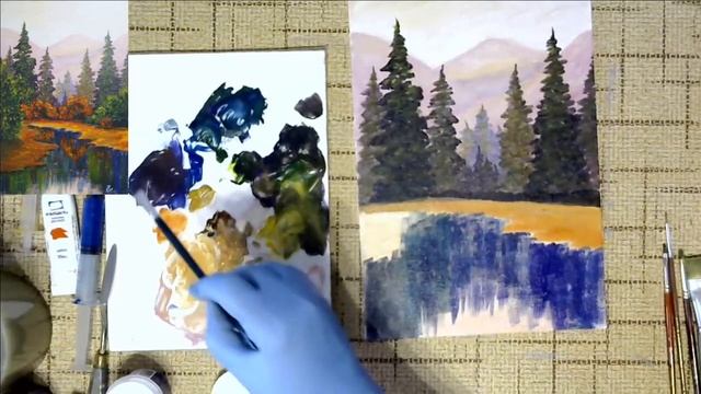 Художники от слова ХОРОШО! Красивый пейзаж. Акрил (гуашь, масло). смотреть онлайн