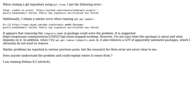 git clone and apt error : gnutls_handshake() failed смотреть онлайн