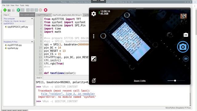 Raspberry Pi Pico W/MicroPython x 0.96" 80x160 ST7735 SPI IPS смотреть онлайн