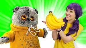 Кот Дымок и бананы. Видео для детей. Мультик из мягких игрушек