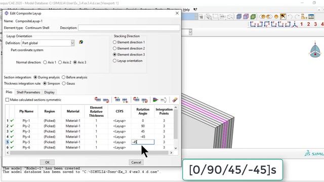 Example 3.4.d How to model a laminated composite using a Composite Layup in Abaqus смотреть онлайн