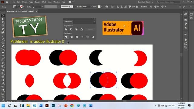 Learn Adobe Illustrator with TY Education About Pathfinder смотреть онлайн
