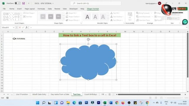 How to link a Text box to a cell in Excel | Tamil | KPN Tutorial смотреть онлайн