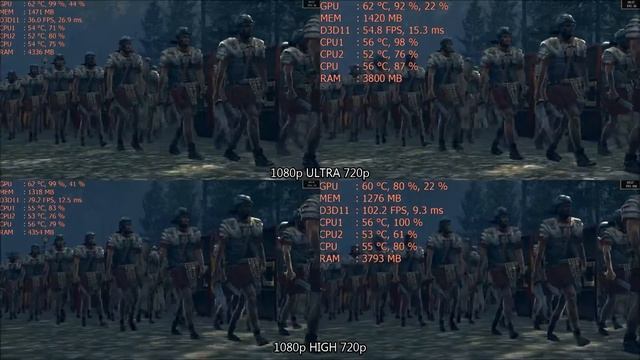 Total War: Rome II (Difference between 720p & 1080p rendering w/ GTX660) смотреть онлайн