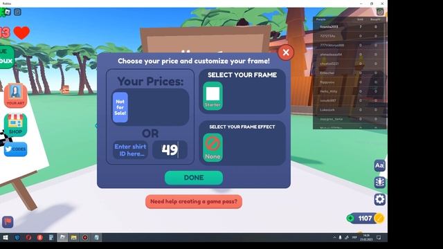 как поставить цену на картину в роблокс смотреть онлайн