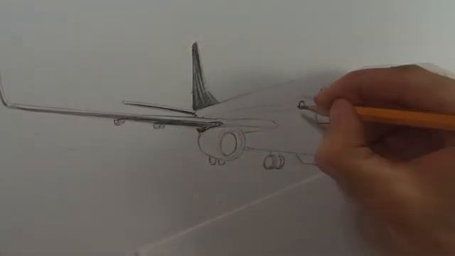 Как нарисовать самолёт карандашами | Боинг 737 смотреть онлайн