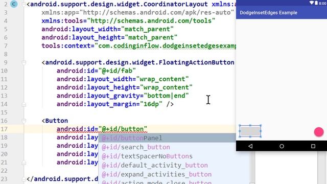Move Views out of the Way with dodgeInsetEdges - Android Studio Tutorial смотреть онлайн