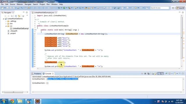 How to remove all objects from the LinkedHashSet? | Java Collection Framework смотреть онлайн