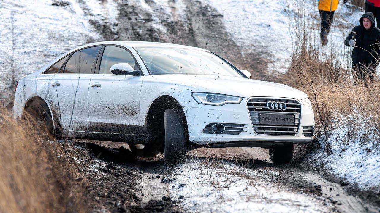 Самая проходимая AUDI A6. Через канаву на MAZDA CX5 и AUDI A6 смотреть онлайн