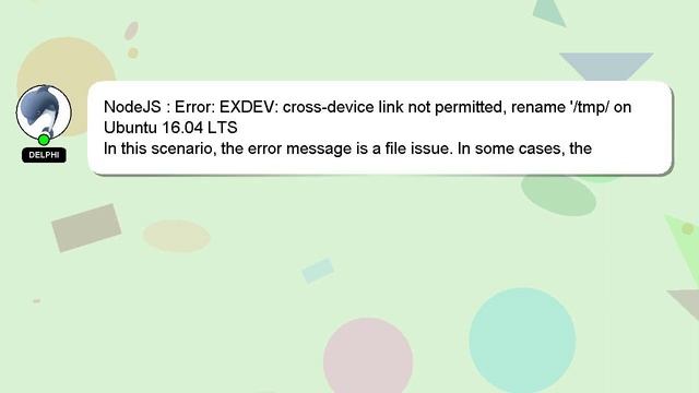 NodeJS : Error: EXDEV: cross-device link not permitted, rename '/tmp/ on Ubuntu 16.04 LTS смотреть онлайн