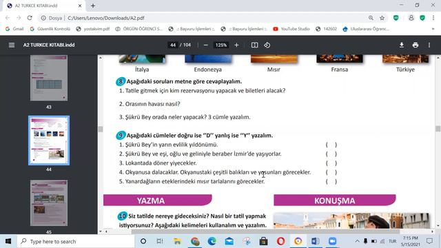 A2 ISTANBUL KİTABI DERSİ =29 ÜNİTE 3/B Aile Tatil Dinleme Dersi Kubaro Soomaali Plz Subscribe