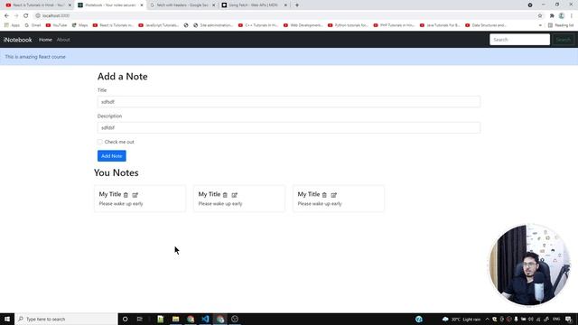 Adding "fetch notes" functionality to iNotebook | Complete React Course in Hindi #65 смотреть онлайн