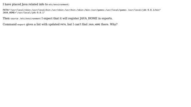 Ubuntu: /etc/environment does not set JAVA_HOME смотреть онлайн