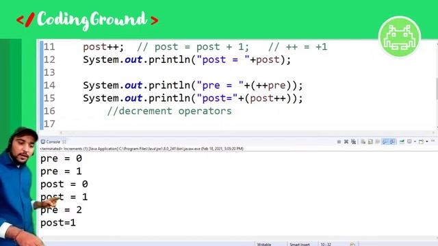 Pre and Post increment Operators in Java | Coding Wallah смотреть онлайн