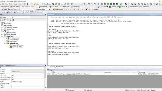 Export The ANSYS Stiffness And Mass Matrix To Text Files