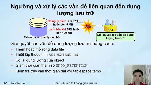 Quản trị space - Giám sát tablespace chủ động (8.5) | Oracle Datatabase Tutorial | Trần Văn Bình смотреть онлайн