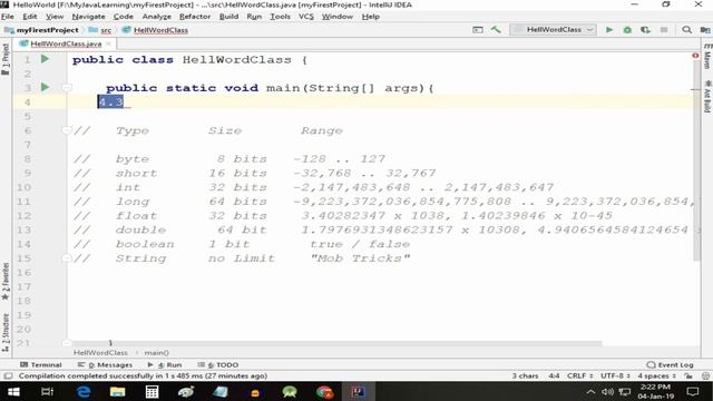 What are the Data Types in Java explained . Java Development course part 4 in Hindi. смотреть онлайн