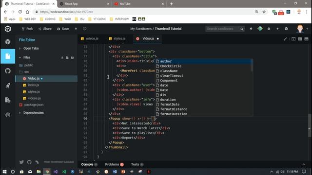 React Clone Components - YouTube Thumbnail Part 3
