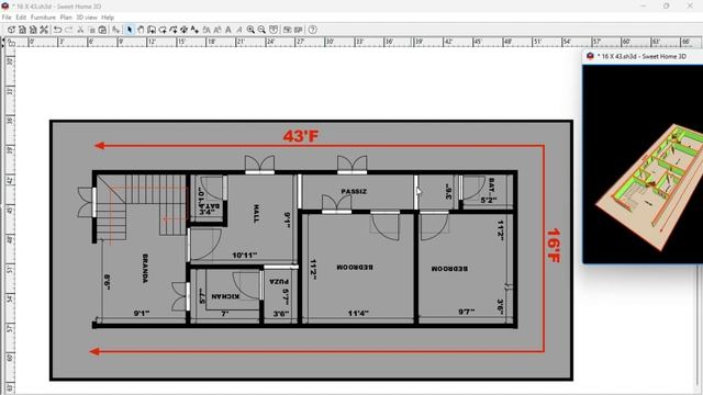 16 X 43 2BHK HOUSE PLAN WITH CAR OARKING 16 * 43 2बैडरूम वाला घर का नक्शा PLAN NO. GHG1116 смотреть онлайн