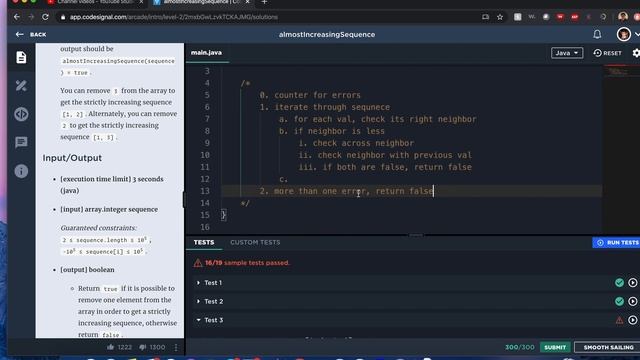 "Almost Increasing Sequence" - Codesignal #7 - JAVA Solution смотреть онлайн