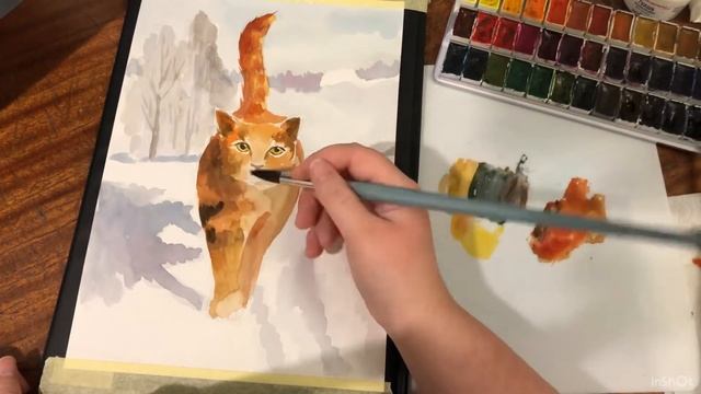 Учимся рисовать «Кот, идущий по снежной дороге» 3 часть смотреть онлайн