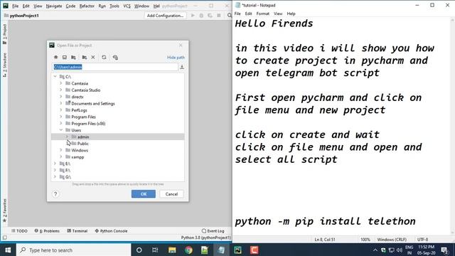 How create project in Pycharm and open telegram bot script #1 смотреть онлайн