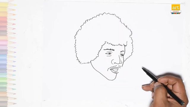 Jimi Hendrix drawing easy | How to draw American musician Jimi Hendrix step by step | outline art смотреть онлайн