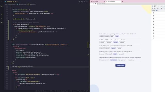 Build quiz app with React #13 - Check answers part 2 смотреть онлайн