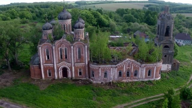 Село Красно. Церковь Троицы Живоначальной. || aerial video, drone video смотреть онлайн