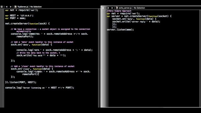 node.js tcp client server programming смотреть онлайн
