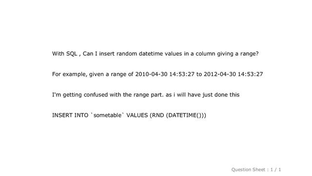 MySQL : Mysql insert random datetime in a given datetime range смотреть онлайн