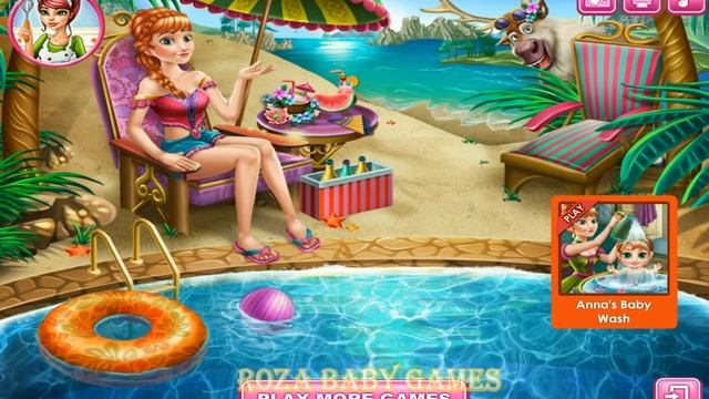 ♦ Anna Swimming Pool ♦ ▬ Принцесса Анна и Кристов в бассейне, игра для детей смотреть онлайн